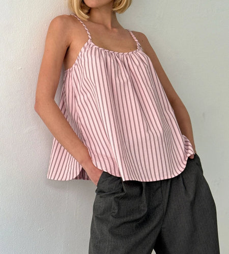 y2k Crop Tops Women Clothes Stripe Print Spaghetti Strap Scoop Neck T Shirts Vest 2000s Clothing Summer Streetwear