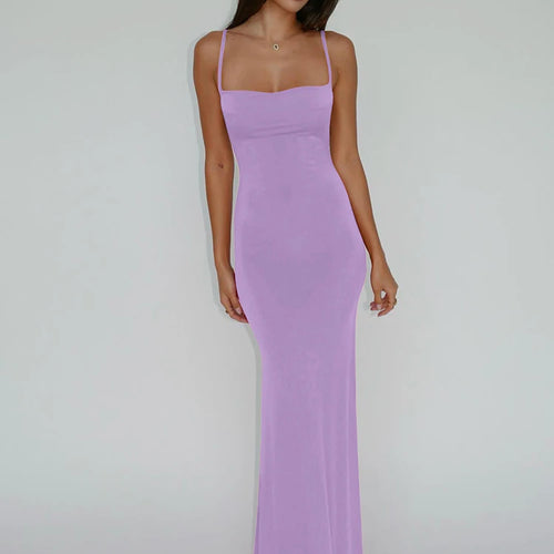 Load image into Gallery viewer, Pure Color Sleeveless Backless Elegant Sexy Bodycon Y2K Maxi Prom Dress 2025 Summer Women Clothes Birthday Party Casual
