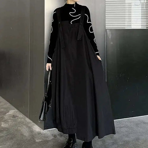 Load image into Gallery viewer, Women Coffee Irregular Spliced Big Size Strap Dress New Square Collar Sleeveless Fashion Tide Spring Autumn 2025 1DJ0050
