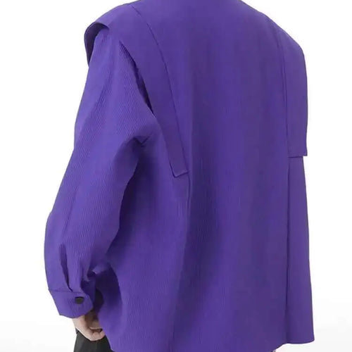 Load image into Gallery viewer, Women Purple Corduroy Shaped Big Size Elegant Blouse New Lapel Long Sleeve Shirt Fashion Tide Spring Autumn 2025 1DH4096
