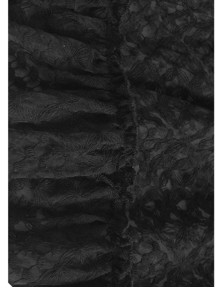 Women Black Mesh Bandage Perspective Elegant Vest Dress New Round Neck Sleeveless Fashion Spring Summer  2025  1DJ0918