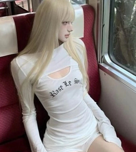 Y2k Aesthetic Two Piece Sets Streetwear Fairy Casual Crop Hooded Tops + Harajuku Letter Print Slim Fit Vest Female Grunge Suit