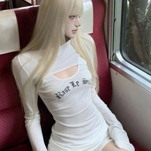 Load image into Gallery viewer, Y2k Aesthetic Two Piece Sets Streetwear Fairy Casual Crop Hooded Tops + Harajuku Letter Print Slim Fit Vest Female Grunge Suit
