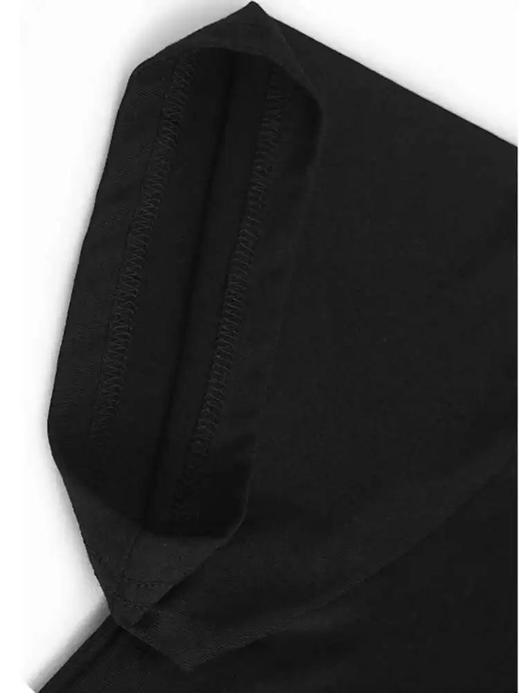 Women Black Pleated Drawstring Big Size Midi Dress New Round Neck Short Sleeve Fashion Tide Spring Summer 2025  1DH6181