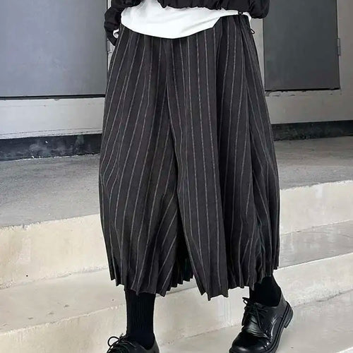 Load image into Gallery viewer, High Elastic Waist Black Striped Pleated Long Wide Leg Pants New Trousers Women Fashion Tide Spring Autumn 2025 1DH9095
