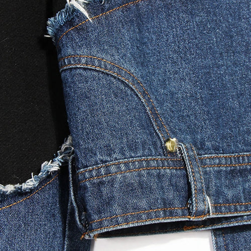 Load image into Gallery viewer, Loose Fit Denim Burr Split Asymmetrical Sweatshirt New Round Neck Long Sleeve Women Big Size Fashion Spring 2025 1M87901
