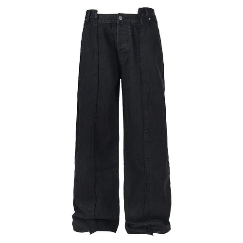 Load image into Gallery viewer, Men&#39;s Jeans Edge Splicing Design New American Style Washed Straight Wide Leg Line Trendy Male Casual Toursers Summer 9W1887
