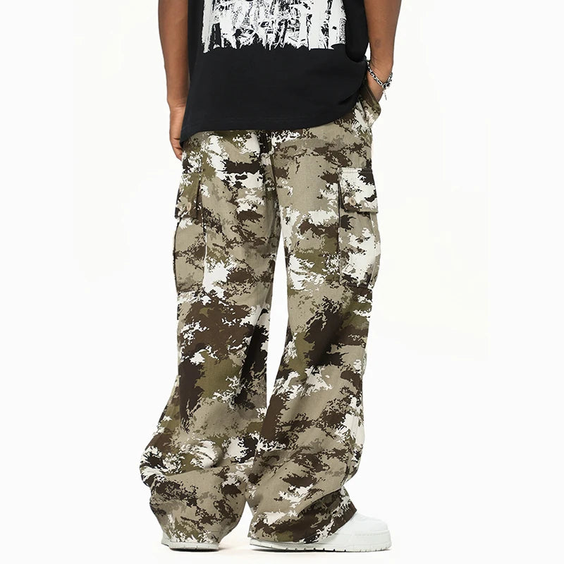 Men's Cargo Pants New American Style Loose Straight Leg Causal High Street Handsome Male Trousers Summer 2025 9W1737