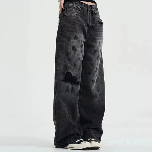 Load image into Gallery viewer, Graffiti Whiskers Men&#39;s Jeans Won-out Splash-ink Zipper Hip Hop Straight Leg Winter Male Denim Pants 2024 American 9C8814
