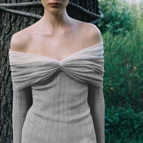 Load image into Gallery viewer, Off-shoulder Long Sleeve Sexy Mini Dress For Women Autumn New Strapless Backless Bodycon Club Party Sexy Dress Elegant
