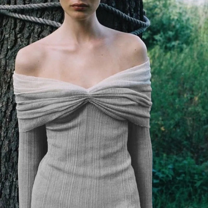 Off-shoulder Long Sleeve Sexy Mini Dress For Women Autumn New Strapless Backless Bodycon Club Party Sexy Dress Elegant