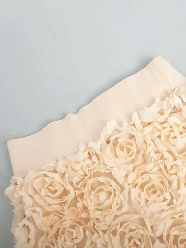 High Elastic Waist Red  Three-dimensional Flower A-line Half-body Skirt Women Fashion Tide New Spring Autumn 20251DH8549