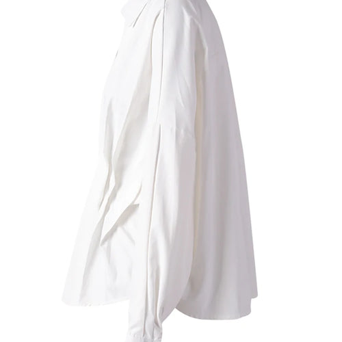 Load image into Gallery viewer, Women White Pleated Shaped Elegant Big Size Blouse New V-neck Long Sleeve Shirt Fashion Tide Spring Autumn 2025 CPG3185
