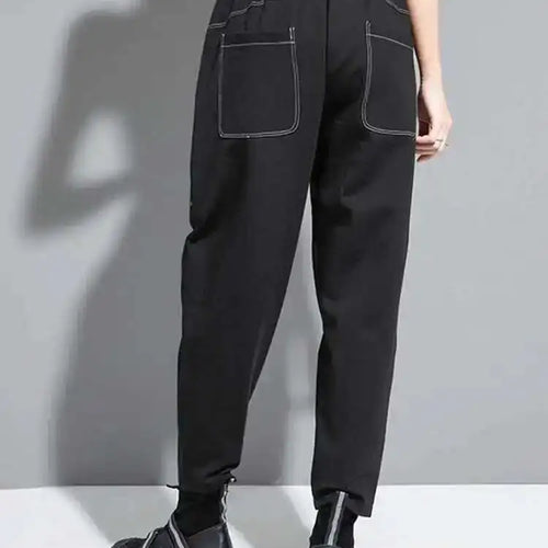Load image into Gallery viewer, High Elastic Waist Black Pocket Topstitched Long Harem Pants New Trousers Women Fashion Tide Spring Autumn 2025 1DH7067
