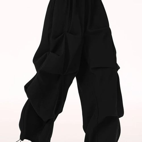 Load image into Gallery viewer, High Elastic Waist Black Drawstring Pleated Wide Leg Pants New Trousers Women Fashion Tide Spring Autumn 2025  1DH9524

