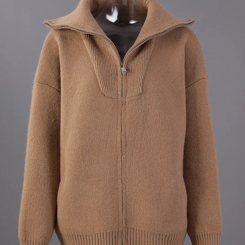 Load image into Gallery viewer, Camel Big Size Thick Elegant Knitting Cardigan Sweater Lapel Long Sleeve Women New Fashion Tide Spring Autumn 2025 26D55
