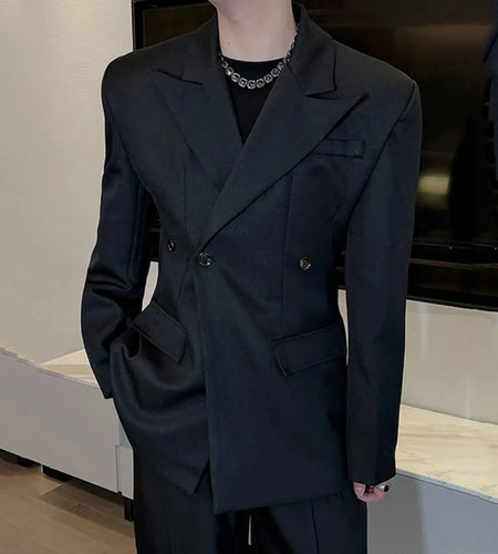 Men's Blazers New Solid Color Threedimensional Shoulder Design Spring Men Clothing Stylish Lapel Suit Jacket Club 9W1418