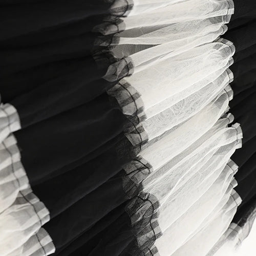 Load image into Gallery viewer, High Elastic Waist Black  White Mesh Color-block A-line Half-body Skirt Women Fashion Tide New Spring Autumn 2025 1DJ1077
