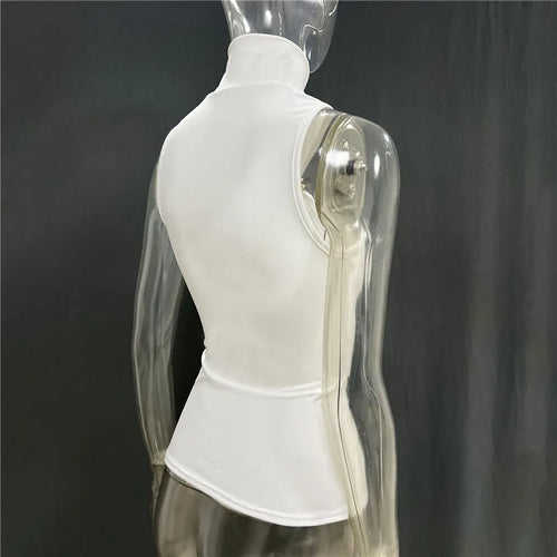 Load image into Gallery viewer, Turtleneck Basic Knit Tank Tops Women Vest Pullovers Metal Ring Camisole Sleeveless Skinny Knitted Tops Y2K Cropped Top
