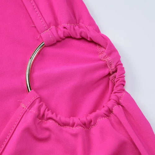 Load image into Gallery viewer, Backl Strap Halter Backless Sexy Mini Dress For Women New Fashion Metal Ring Sleeveless Pleated Bodycon Party Dress
