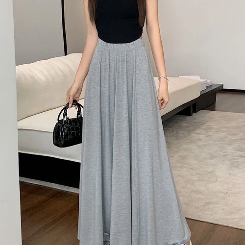 Load image into Gallery viewer, Korean Version Black Elegant Festival Pleated Half Skirts Gray Elastic High Waist A-line Long Skirt 2024 Summer Simplicity Trend
