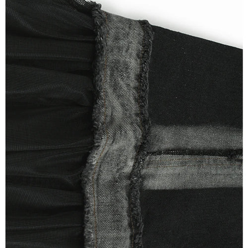 Load image into Gallery viewer, Women Black Denim Burr Mesh Spliced Big Size Vest Dress New Lapel Sleeveless Fashion Tide Spring Autumn 2025   1DJ1352
