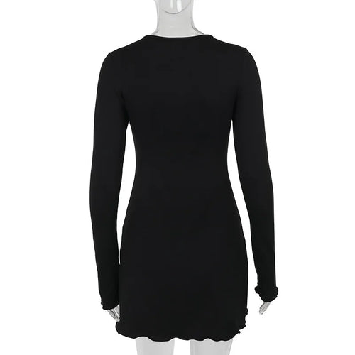 Load image into Gallery viewer, Hollow Out Long Sleeve Sexy Mini Dress For Women Robe Autumn New Black O Neck Club Party Sexy Dress Elegant Clubwear
