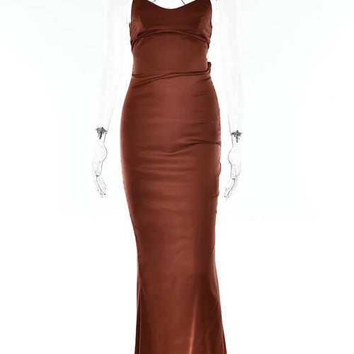 Load image into Gallery viewer, Satin Backless Maxi Dress For Women 2022 Autumn New Spaghetti Strap Sleeveless Bodycon Long Dress Vestido Clubwear
