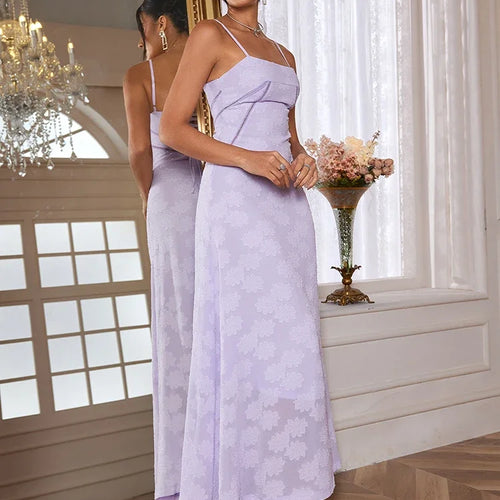 Load image into Gallery viewer, Summer Elegant Maxi Dress 2024 New Arrival Purple Spaghetti Strap Wedding Guest Dress Lace Up Party Dresses
