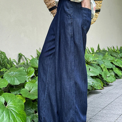 Load image into Gallery viewer, High Waist Blue Denim Thin Casual Pocket Wide Leg Jeans New Women Trousers Fashion Tide Spring Autumn 2025 1DJ1212
