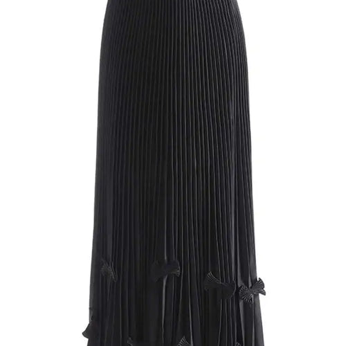 Load image into Gallery viewer, High Elastic Waist Wine Red Bow Spliced Pleated Elegant Half-body Skirt Women Fashion Tide New Spring Autumn 2025 1DH9840
