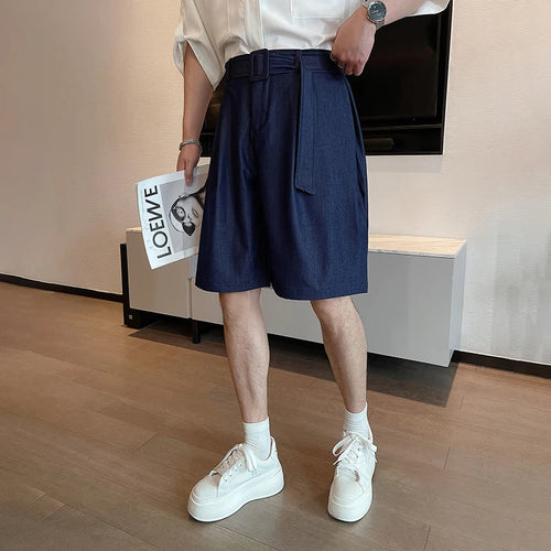 Load image into Gallery viewer, Trendy Men&#39;s Shorts Lace-up Solid Color Male Bottoms Pocket 2024 Summer Loose Temperament Knee-length  9C6440
