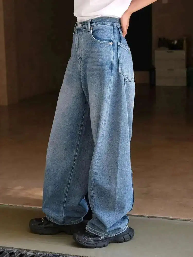 High Waist Blue Denim Long Casual Big Size Wide Leg Jeans New Women Trousers Fashion Tide Spring Autumn 2025 1DH6727