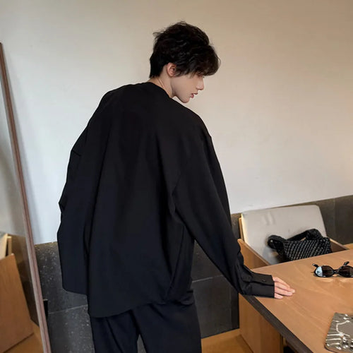 Load image into Gallery viewer, Men&#39;s Shirts New Fake Two Piece Design Shirt Long Sleeve Solid Color Single Breasted Male Loose Clothing Spring 9W1752
