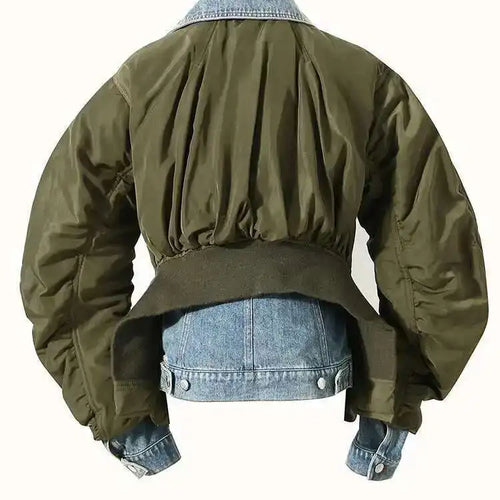 Load image into Gallery viewer, Blue Denim Color-block Big Size Jacket New Stand Collar Long Sleeve Women Coat Fashion Tide Spring Autumn 2025 7Z249
