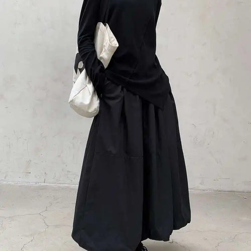 Load image into Gallery viewer, High Elastic Waist Black Cotton-padded Casual A-line Half-body Skirt Women Fashion Tide New Autumn Winter 2025 1DH8381
