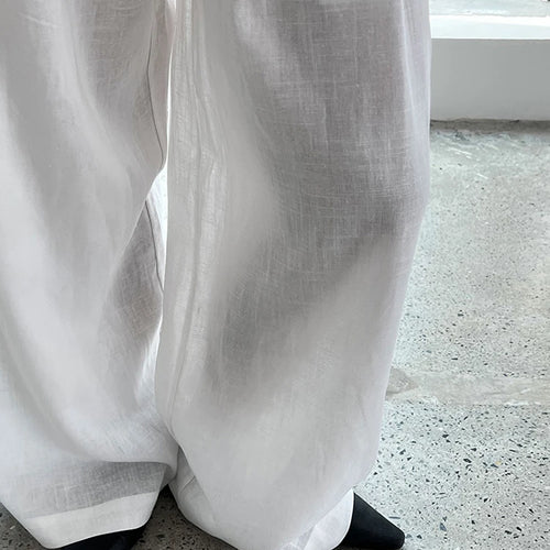 Load image into Gallery viewer, High Elastic Waist White Linen Pleated Long Wide Leg Pants New Trousers Women Fashion Tide Spring Summer 2025 1DJ1280
