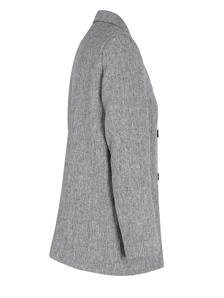 Women Gray Brief Double Breasted Elegant Blazer New Lapel Long Sleeve Jacket Fashion Tide Spring Autumn 2025 CPG1170