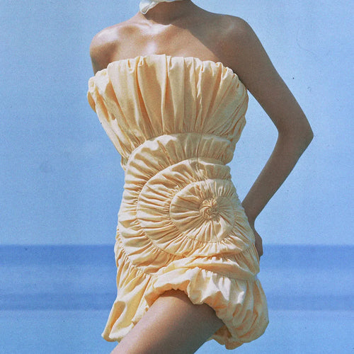 Load image into Gallery viewer, Solid Soliced Folds Fashion Mini Dresses for Women Strapless Sleeveless High Waist Elegant Dress Female Clothes New
