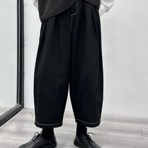 Load image into Gallery viewer, High Elastic Waist Black Topstitched Pleated Wide Leg Pants New Trousers Women Fashion Tide Spring Autumn 2025 1DH1164
