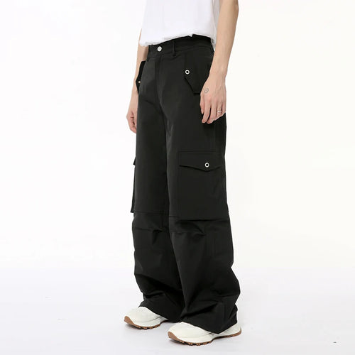 Load image into Gallery viewer, High Street Mne&#39;s Casual Pants Big Pockets Solid Color Cargo Trousers Straight Wide Leg Bottom Stylish Summer 9C6392
