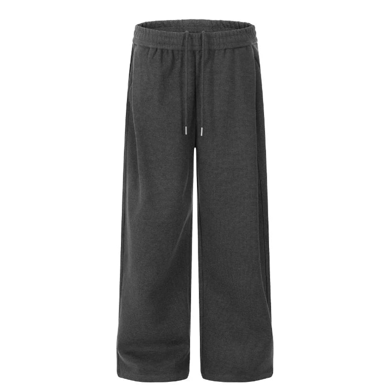 Men's Sweatpants Lace Up Design New Summer American Style Loose Solid Color Trendy Sanitary Pants Male Trousers 9W1742