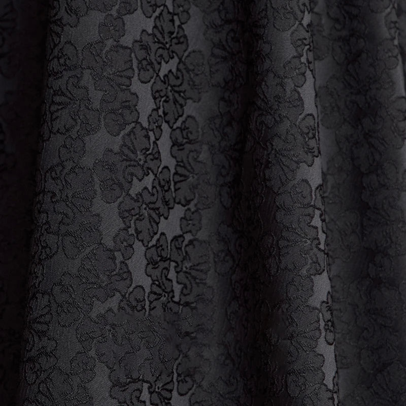 Minimalism 2025 Autumn Black A-line Women Skirt Luxury Style Lace Elegant Elastic Waistband Offcial Lady Skirts 12523037