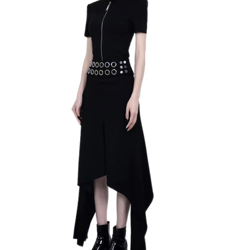 Solid Irregular Loose Skirts For Women High Waist Slimming Temperament Minimalist Skirts Female Fashion Style New