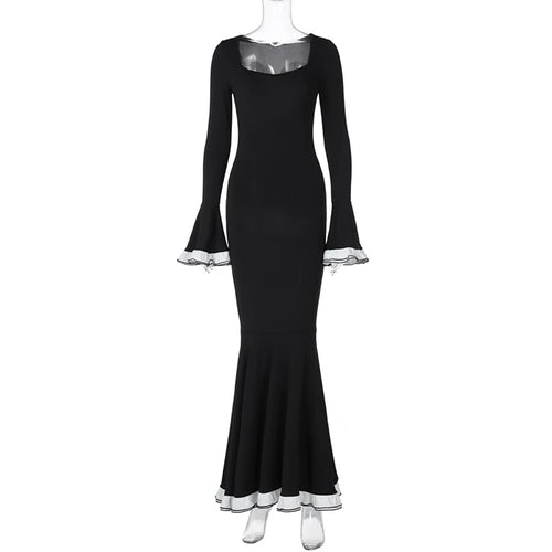 Load image into Gallery viewer, Flare Sleeve Sexy Bodycon Elegant Long Sleeve Maxi Dress Women High Waist Square Collar Evening Dress Female Clothes
