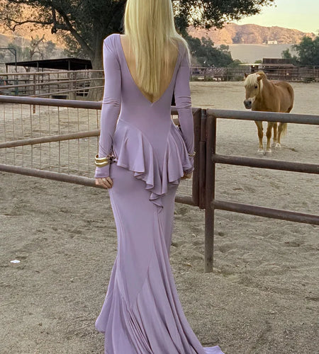 Elegant High Elasticity Tight Long Sleeve Maxi Party Club Evening Dress Women Irregular Slim Long Vestdos Spring New2025