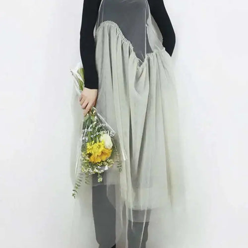 Load image into Gallery viewer, Women Green Mesh Layers Elegant Spaghetti Strap Dress New Square Collar Sleeveless Fashion Tide Spring Autumn 2025 1DJ0363
