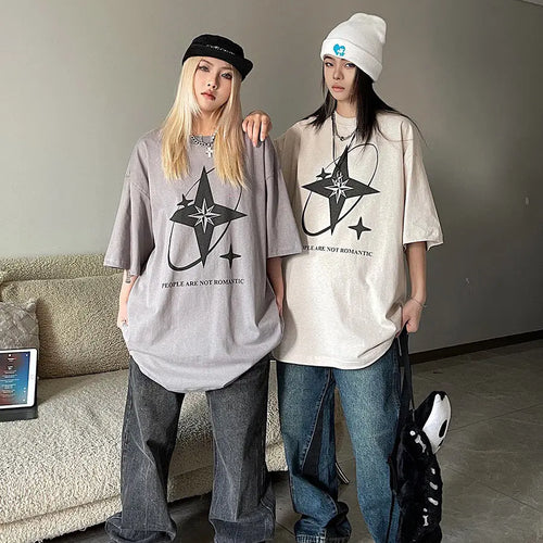 Load image into Gallery viewer, American Vintage Y2K Oversize Tops Casual Couple Tees Harajuku Women Clothes Summer Grunge Graphic Tshirts Women
