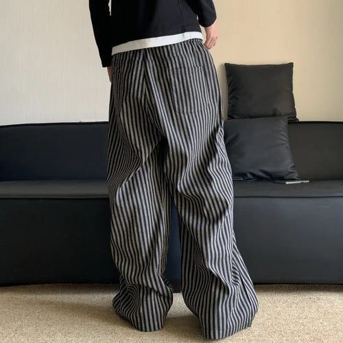 Load image into Gallery viewer, Loose Fit Vertical Stripe Men&#39;s Casual Pants Elastoc Waist American Style Male Fashion Trend 2024 Autumn new 24E2626
