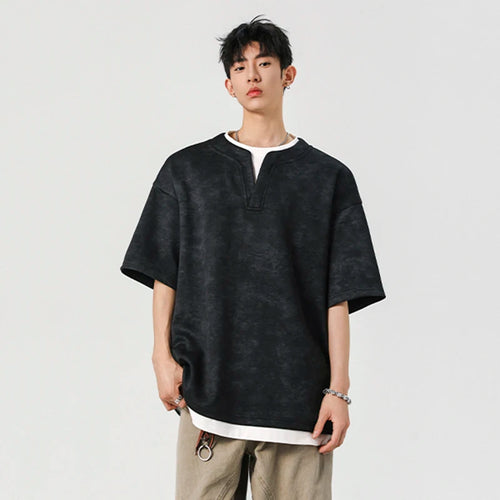 Load image into Gallery viewer, Men&#39;s T-shirt Short Sleeve New Summer Tie Dye Design V-neck Fake Two-pieces Sylish Solid Color Trendy Male Clothing 9W1934
